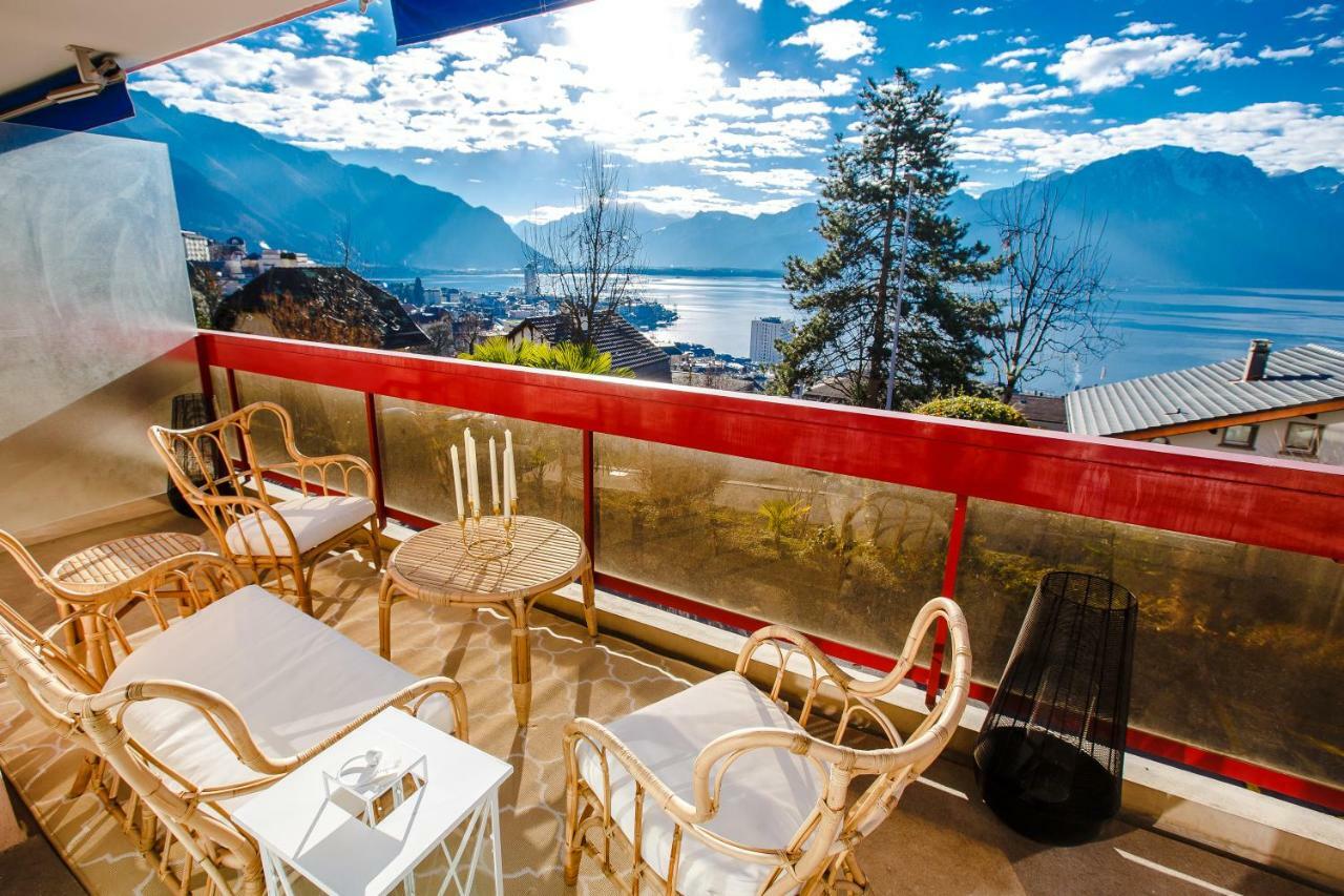 Terrace With Lake & Mountain View Montrö Dış mekan fotoğraf