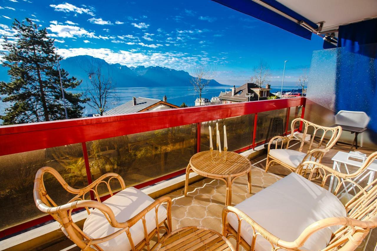 Terrace With Lake & Mountain View Montrö Dış mekan fotoğraf